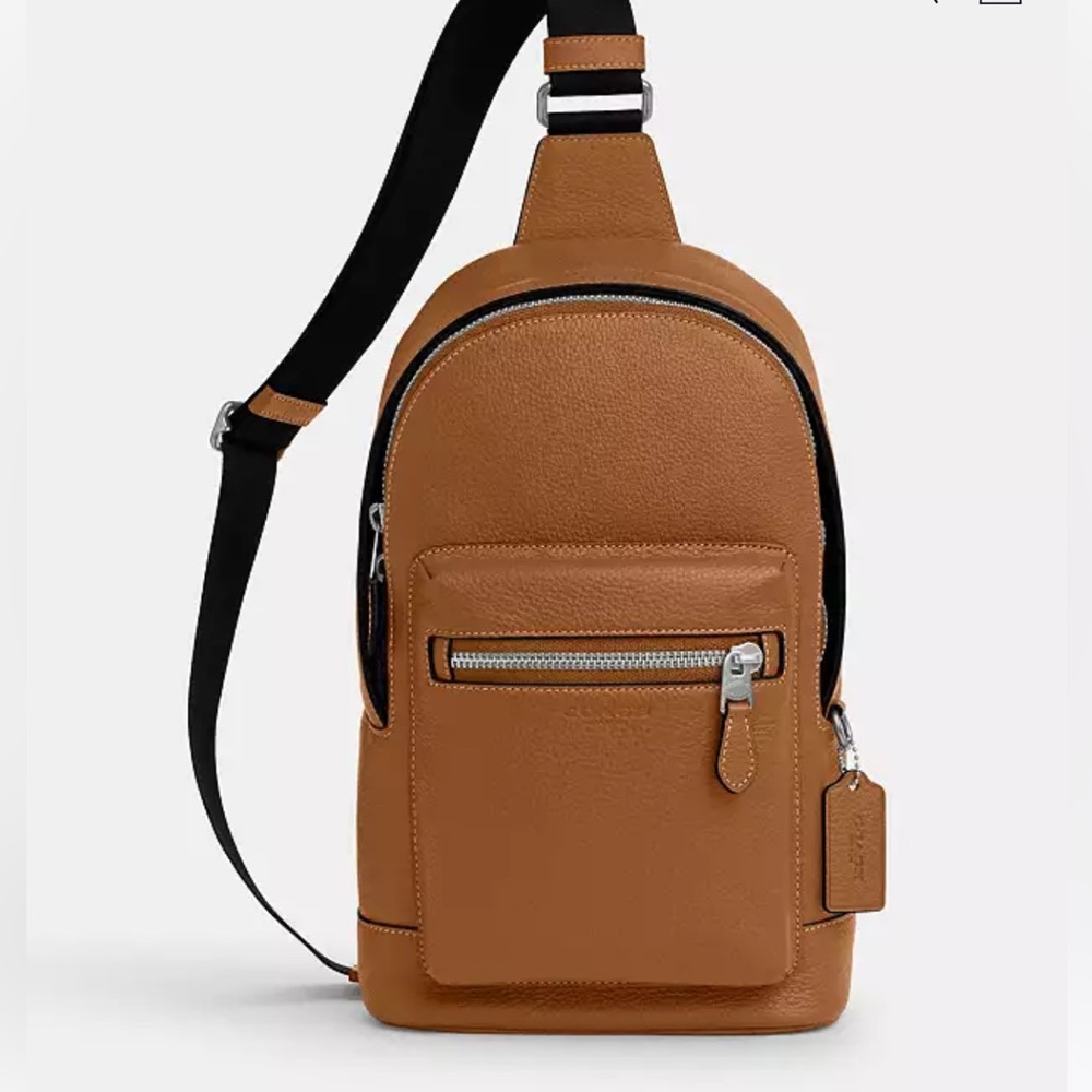 NWT Coach leather sling West Pack color: light saddle